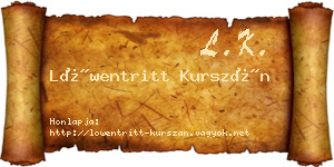 Löwentritt Kurszán névjegykártya